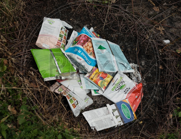 Plastic Covers in Forest or Garbage in a Forest