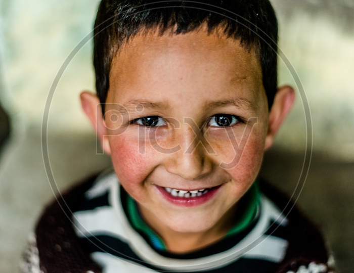 Portrait of Indian Kid Smiling, sainj valley