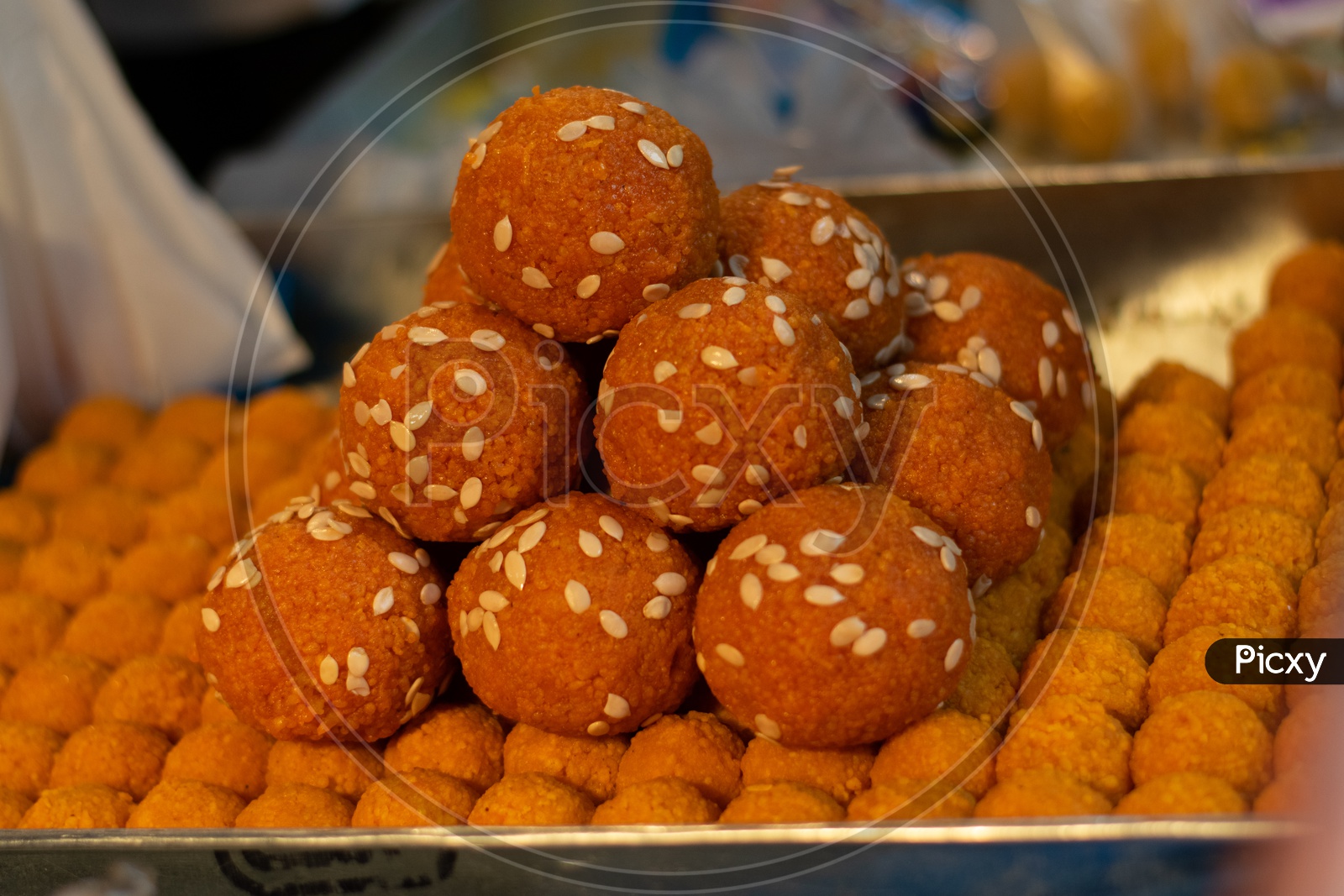 Indian Sweet Laddu or Laddoo in a Tray