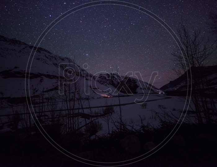 Stars in Sky at Spiti Valley in Winters