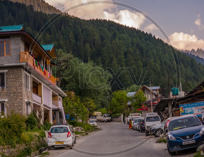 An Empty street of Manali during sunset