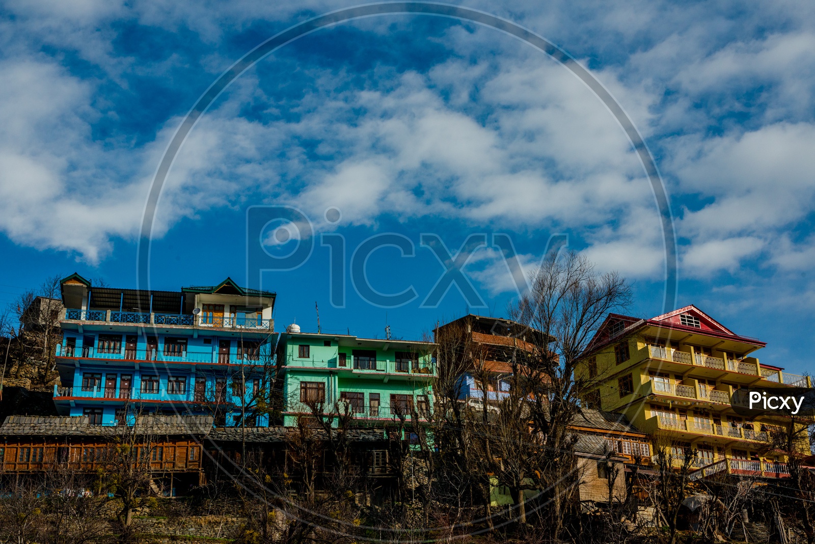 Landscape of Colorful Wooden houses