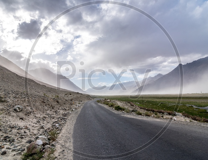 Landscape of Leh Roadway through the moutains