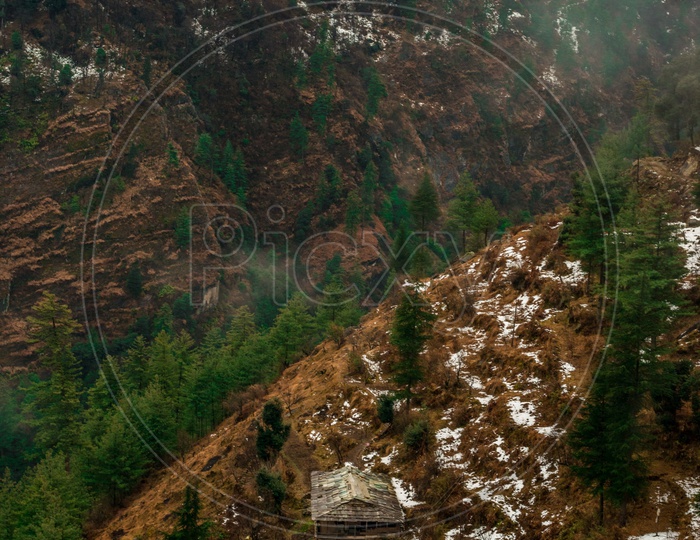 Aerial View of House on Mountain in the Himalayas