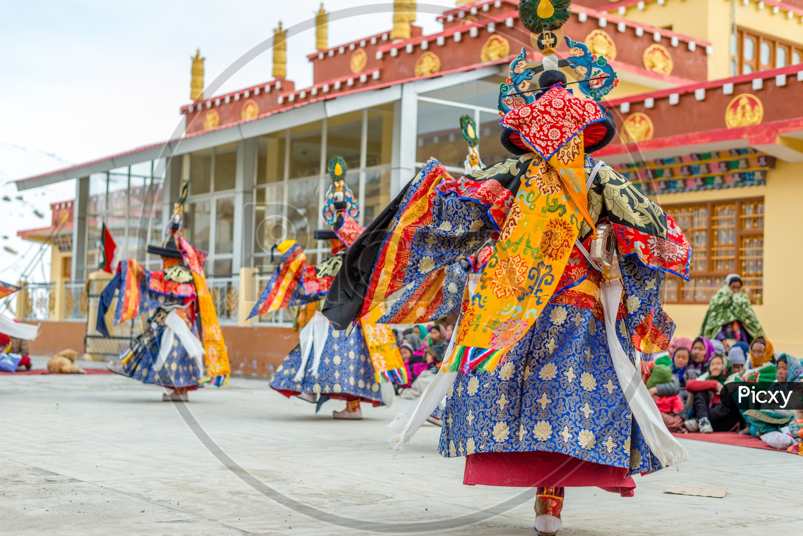 Traditional Lamas Performing Mask Dance at Spiti