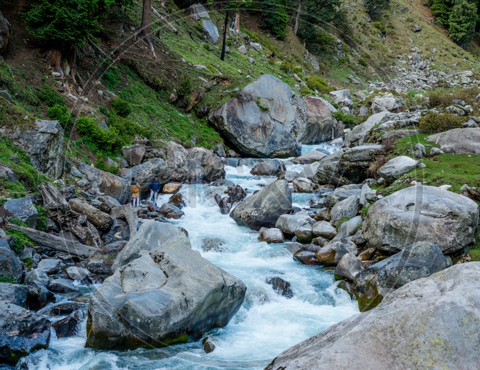 Water stream at the Hamta Pass Trek in the Himalayan Ranges