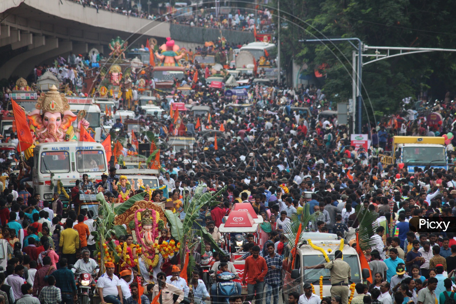 Ganesh procession at Tankbund