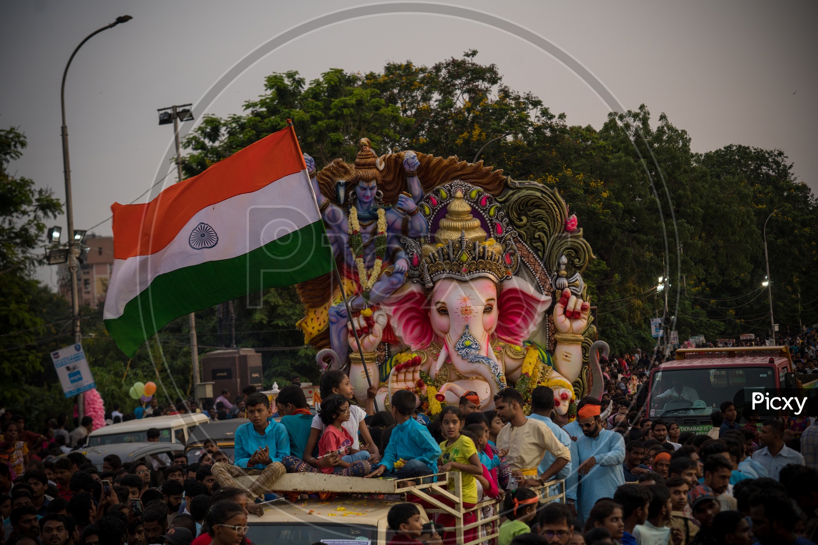 Indian Flag with Ganesh.