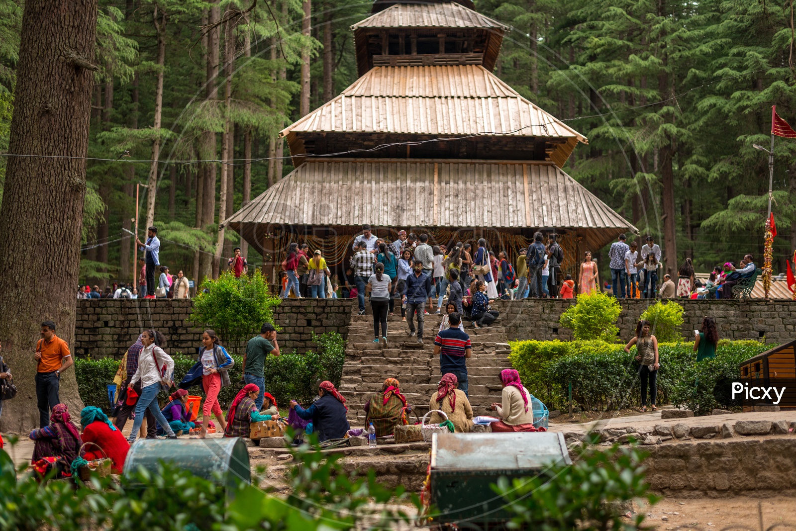 Tourists at Hidimda Devi Temple in Manali