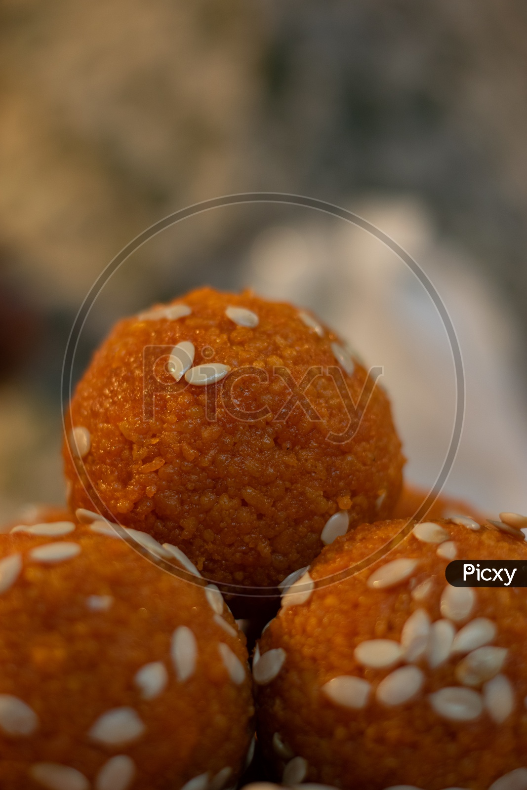 Indian Sweet Ladoo or Laddu Closeup Shot