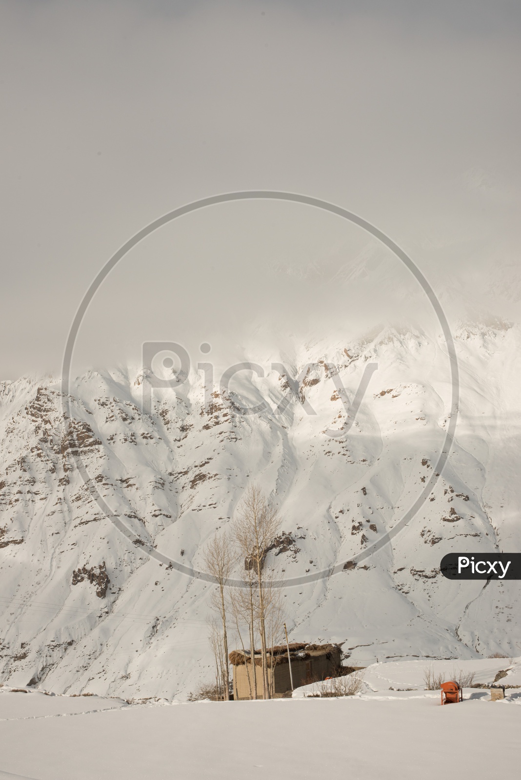 Landscapes of Spiti Valley with Snow Covered Mountains