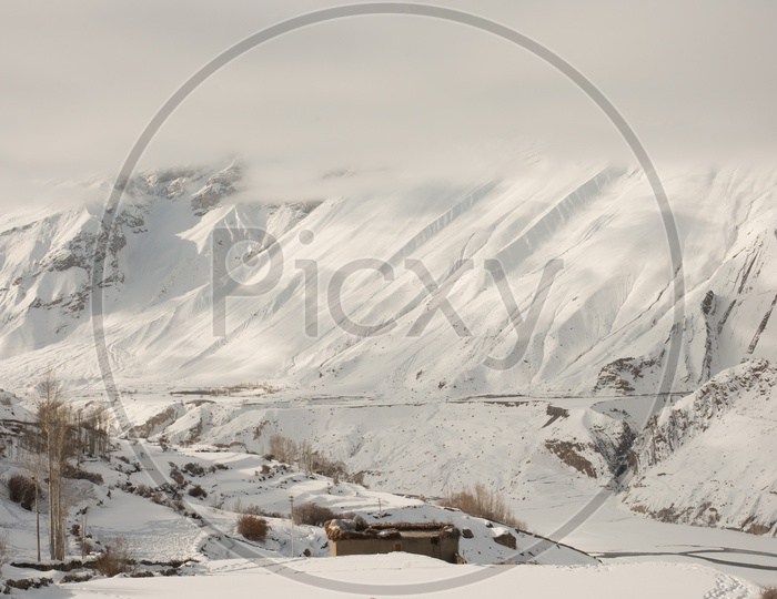 Landscapes of Spiti Valley in Winter Season