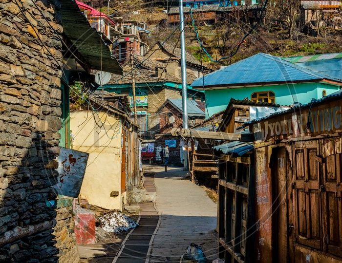 Narrow street of Himalayan village