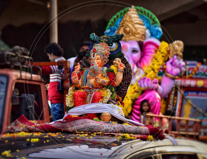 Indian God Lord Ganesh Idol Procession