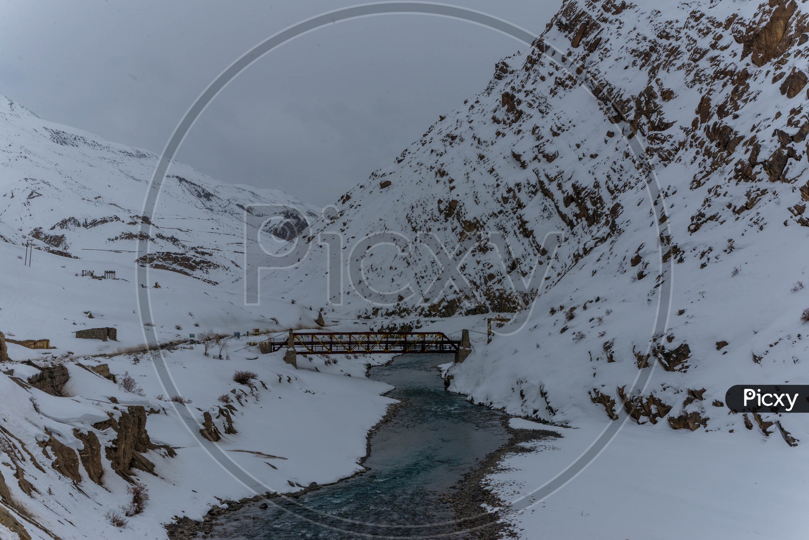 Spiti River in winter season covered in Snow