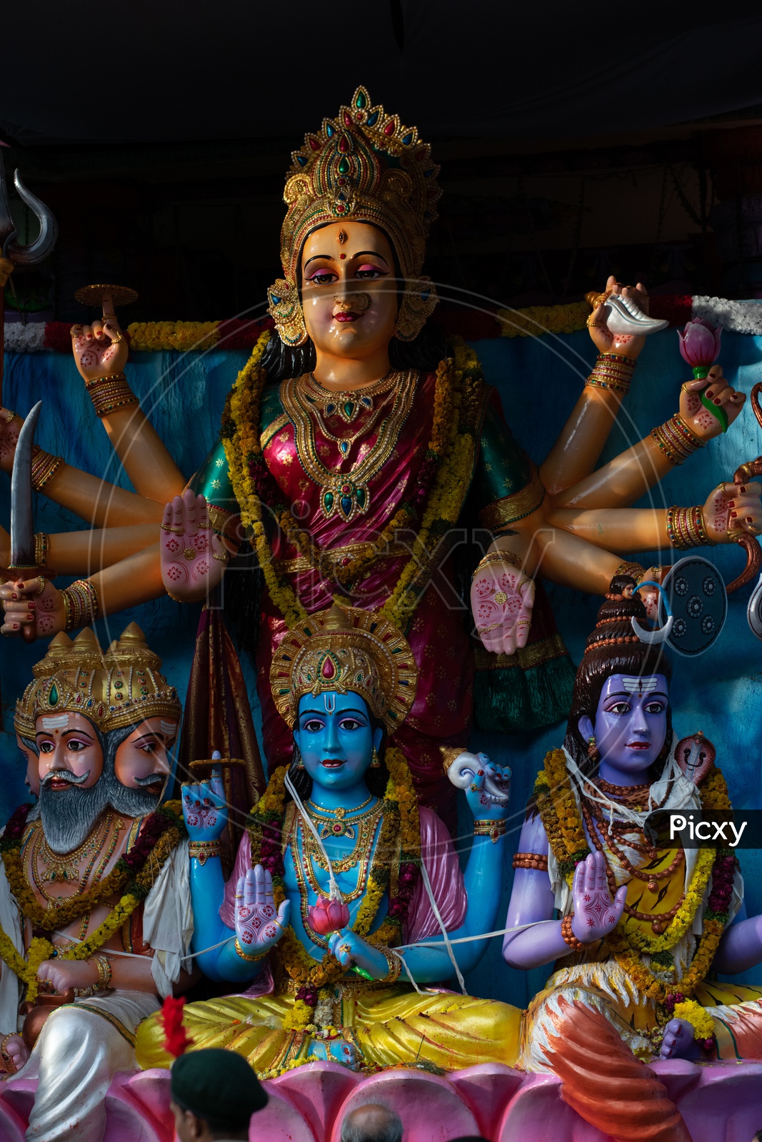 image-of-idol-of-goddess-durga-with-lords-bhrama-vishnu-and-shiva