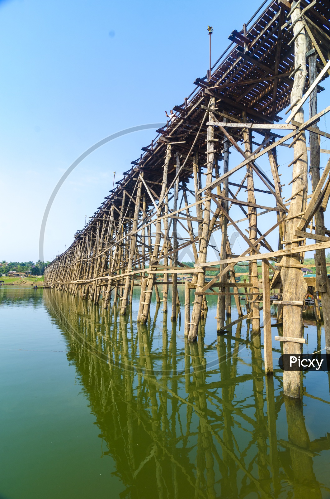 Wooden Bridge Over River Channel Closeup