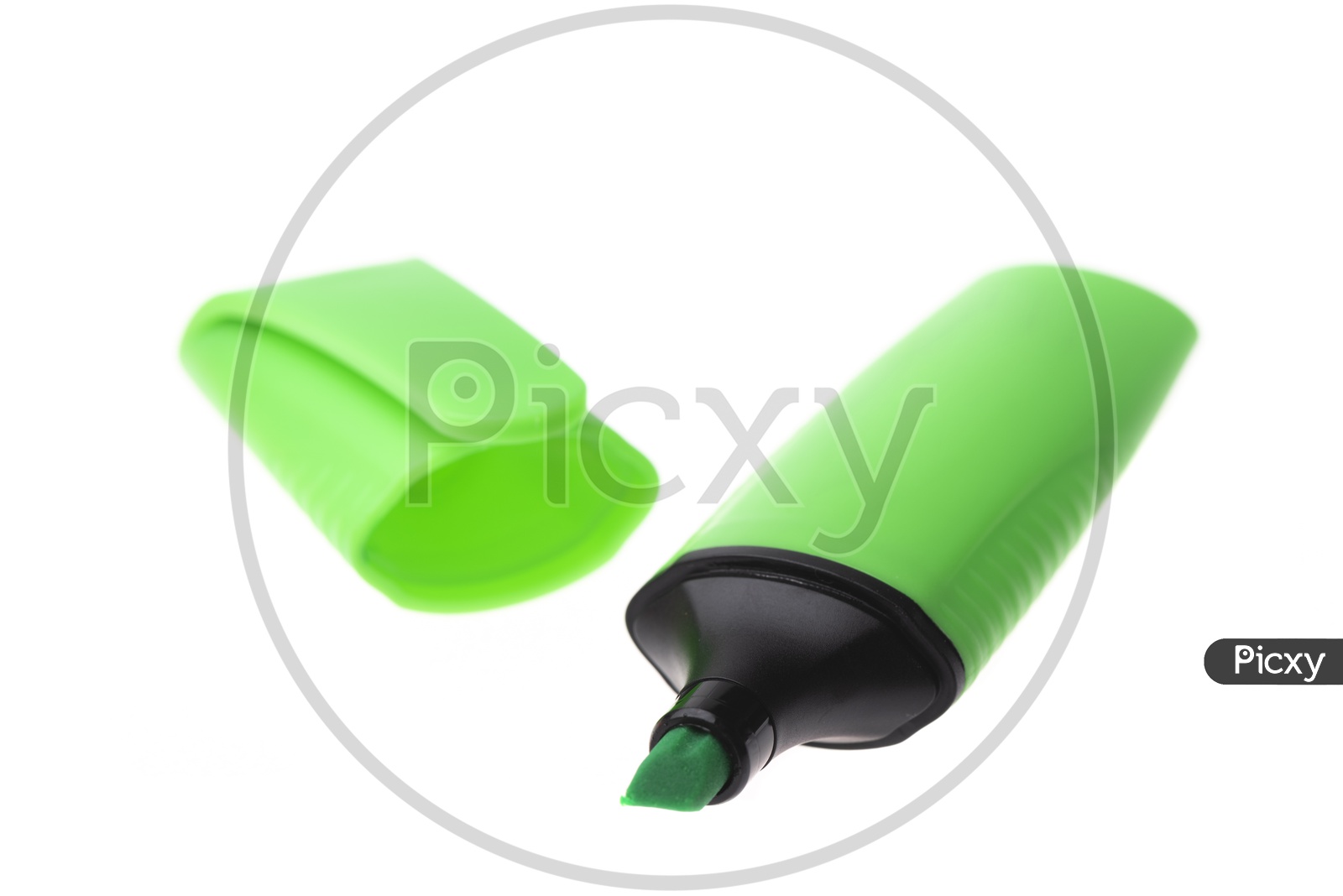 Green Marker highlighter pen isolated on white background