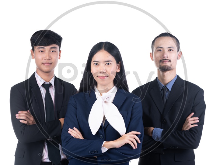 Young Confident Entrepreneurs  Of Startup Company Over Isolated White Background