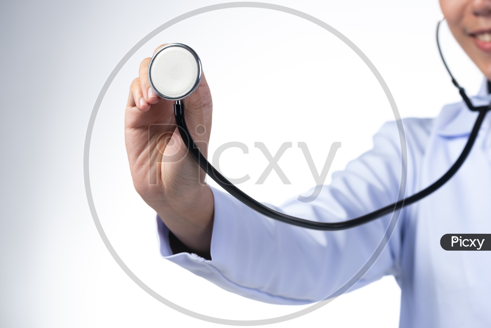 doctor with stethoscope  on white background