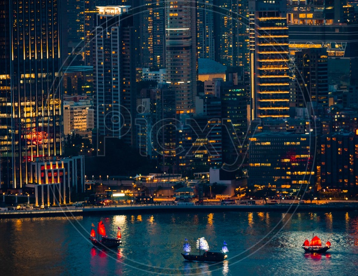 Hong Kong cityscape at night view