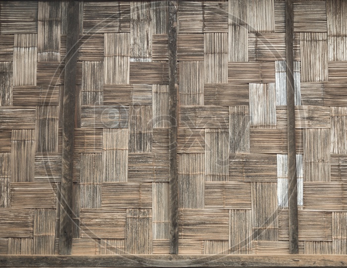 Patterns Of a Native Thai Style Bamboo Wall  Closeup  Forming a Background