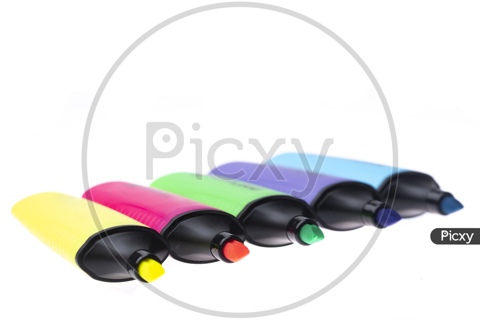 Various Colors Marker highlighter pen isolated on white background