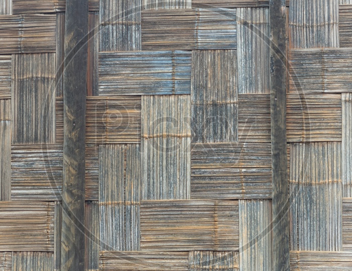 Closeup Of a Native Thai style bamboo wall with Bamboo pattern  of handmade Basketry