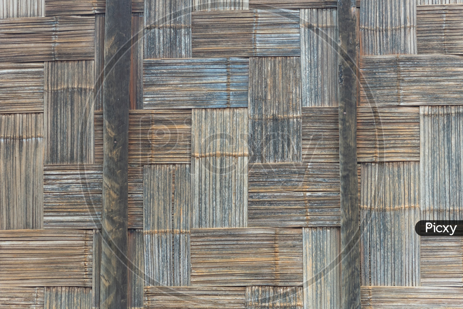 Closeup Of a Native Thai style bamboo wall with Bamboo pattern  of handmade Basketry