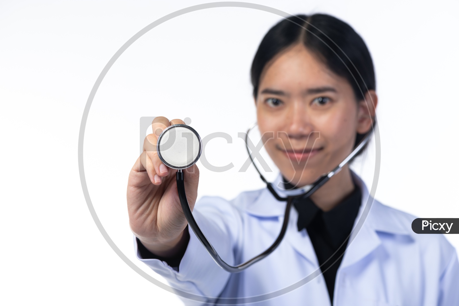 Happy Asian Doctor With Stethoscope