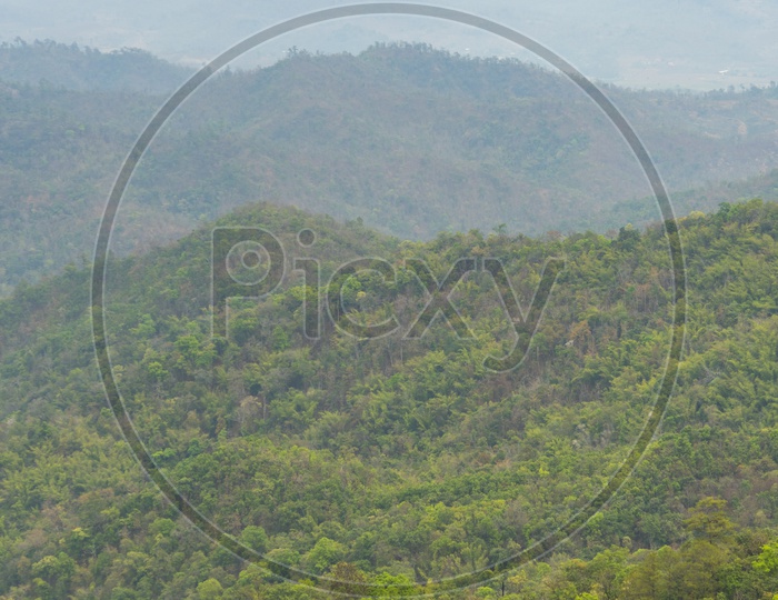 Green Mountains Landscape With Dense Trees Of tropical  Forest