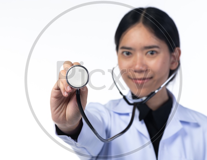 Happy Asian Doctor With Stethoscope