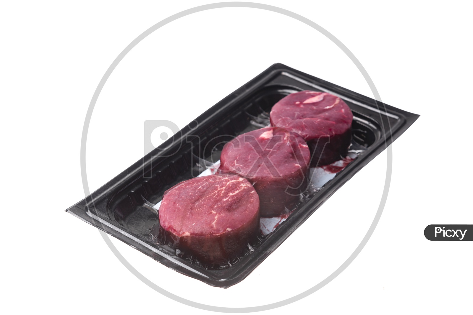 raw beef in a Pan  isolated on white background