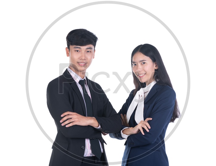 Young Entrepreneurs With Confident Look Over an Isolated White Background