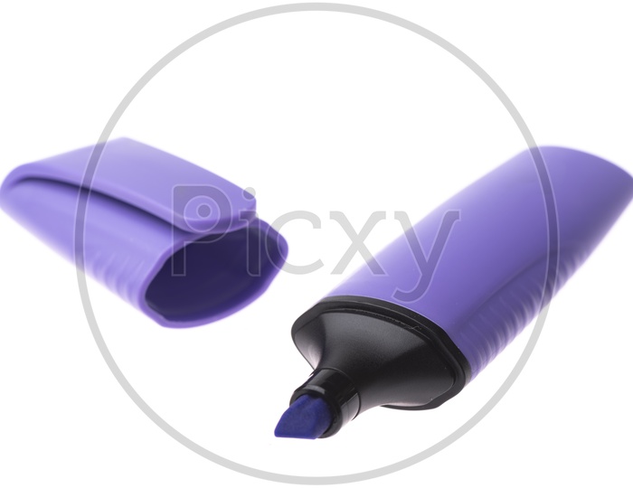 Violet Marker highlighter pen isolated on white background