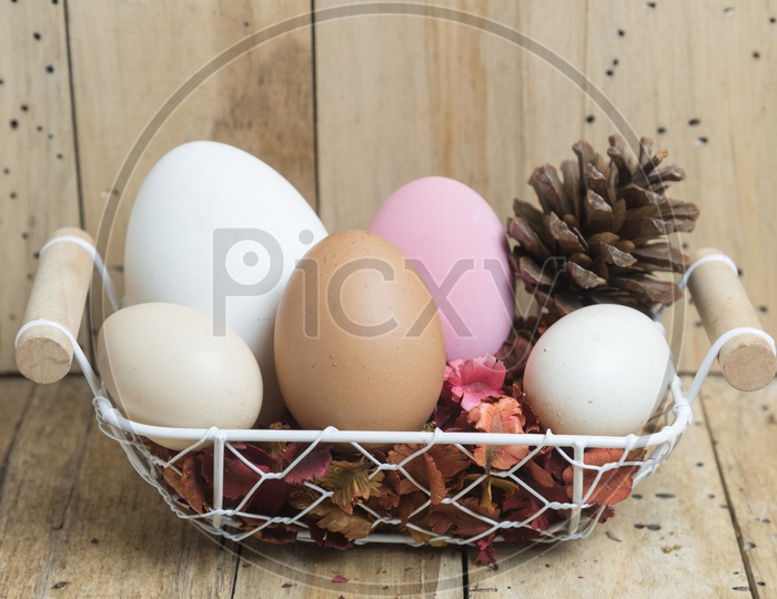 Colourful Handmade Easter Eggs Background For Festival Template