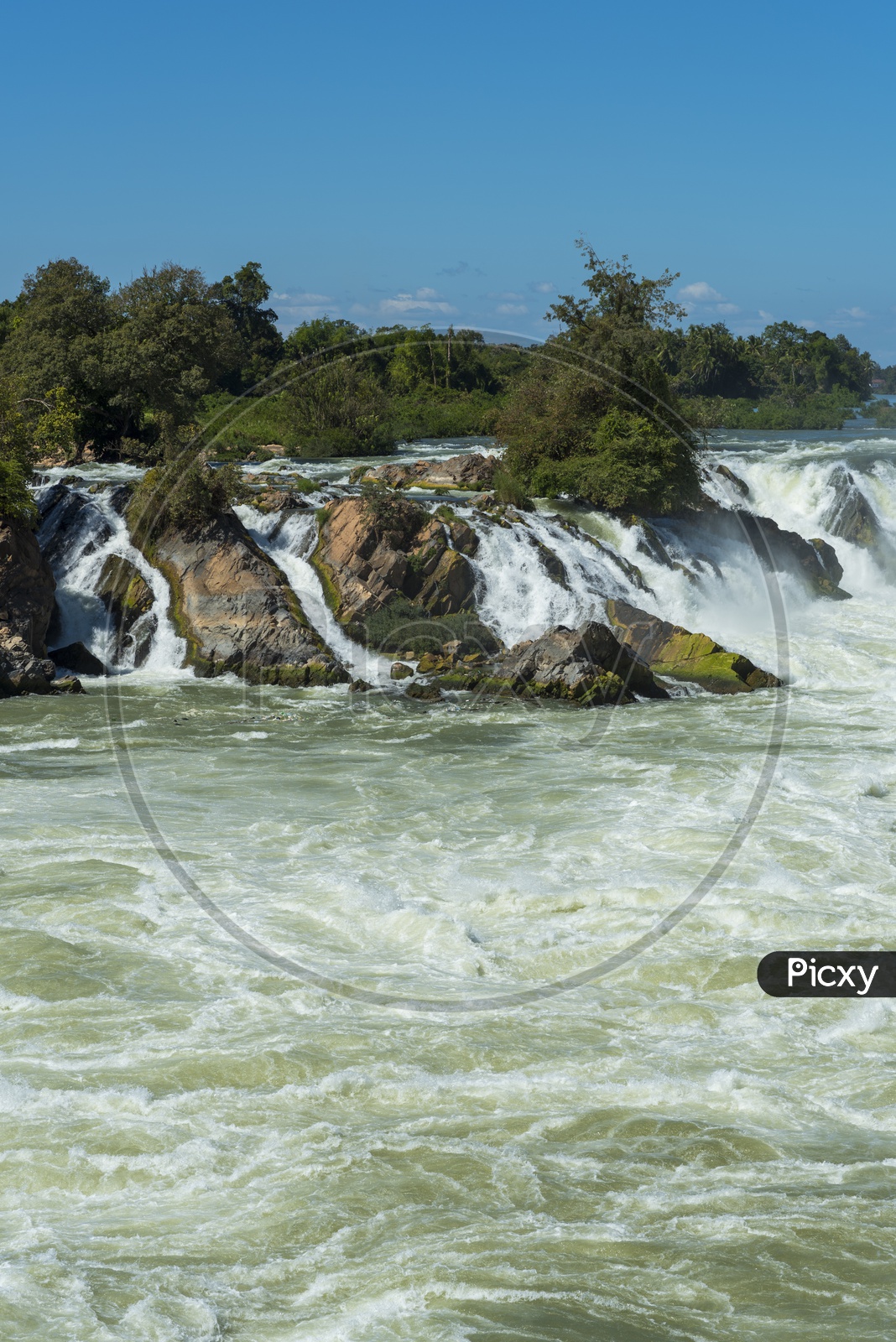 Khone Phapheng Water Falls Over Mekong River