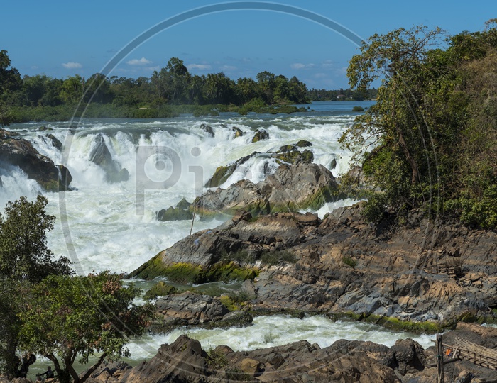 Mekong River Wih Khone Phapheng Water Falls