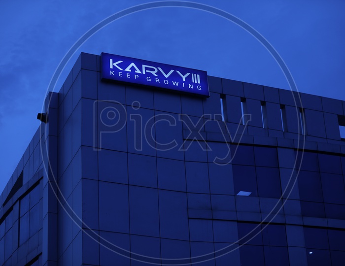 KARVY  corporate  Office Name  on Building Facade  Closeup