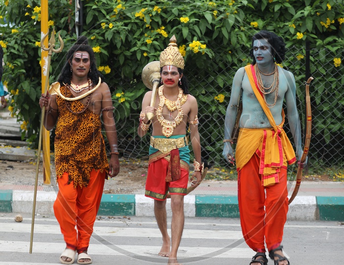 Artists in Indian mythology gods Makeup Crossing Road At a Zebra Crossing