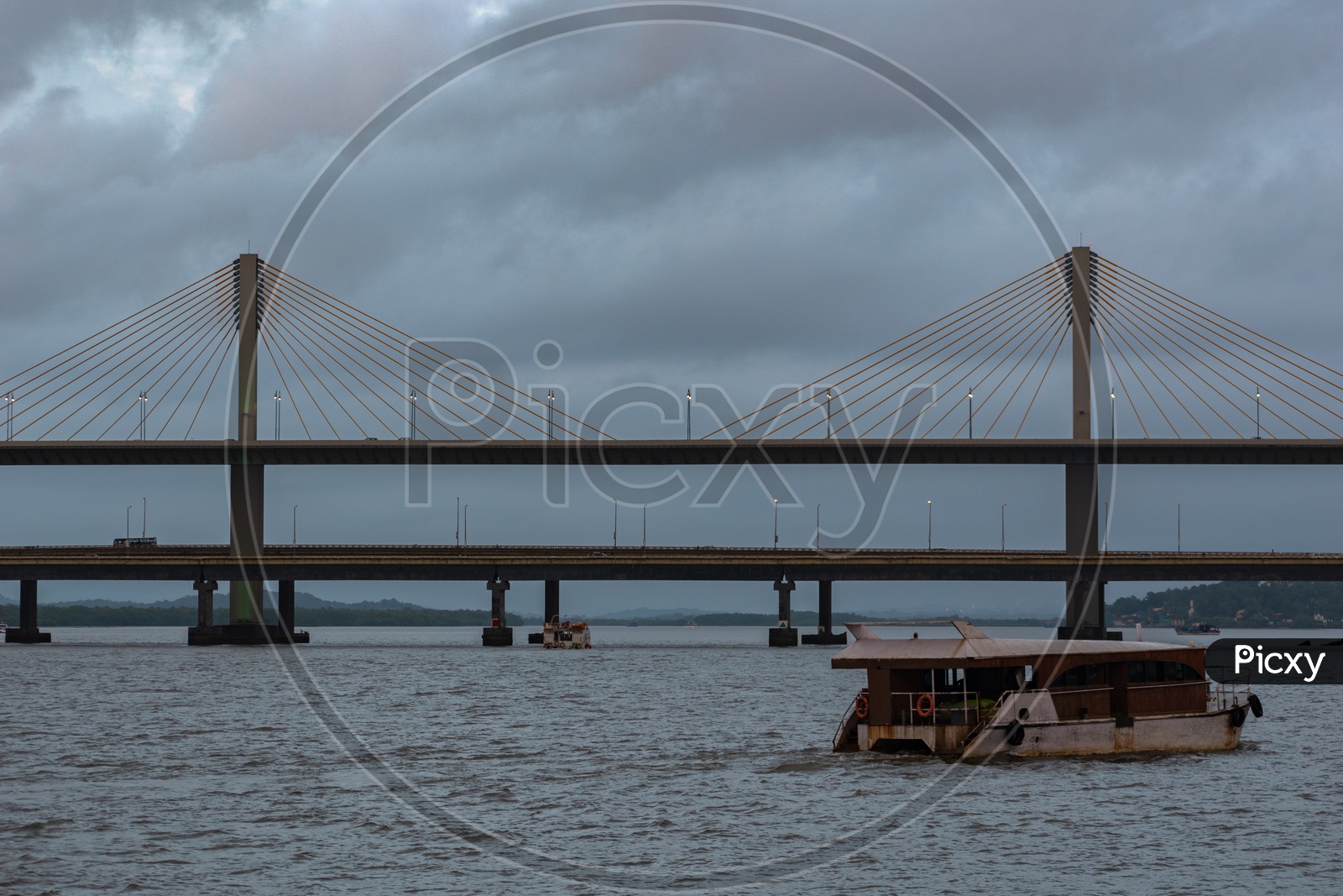 Mandovi Cable Stayed Bridge, Alto- Betim Porvorim, Panaji, Goa, India
