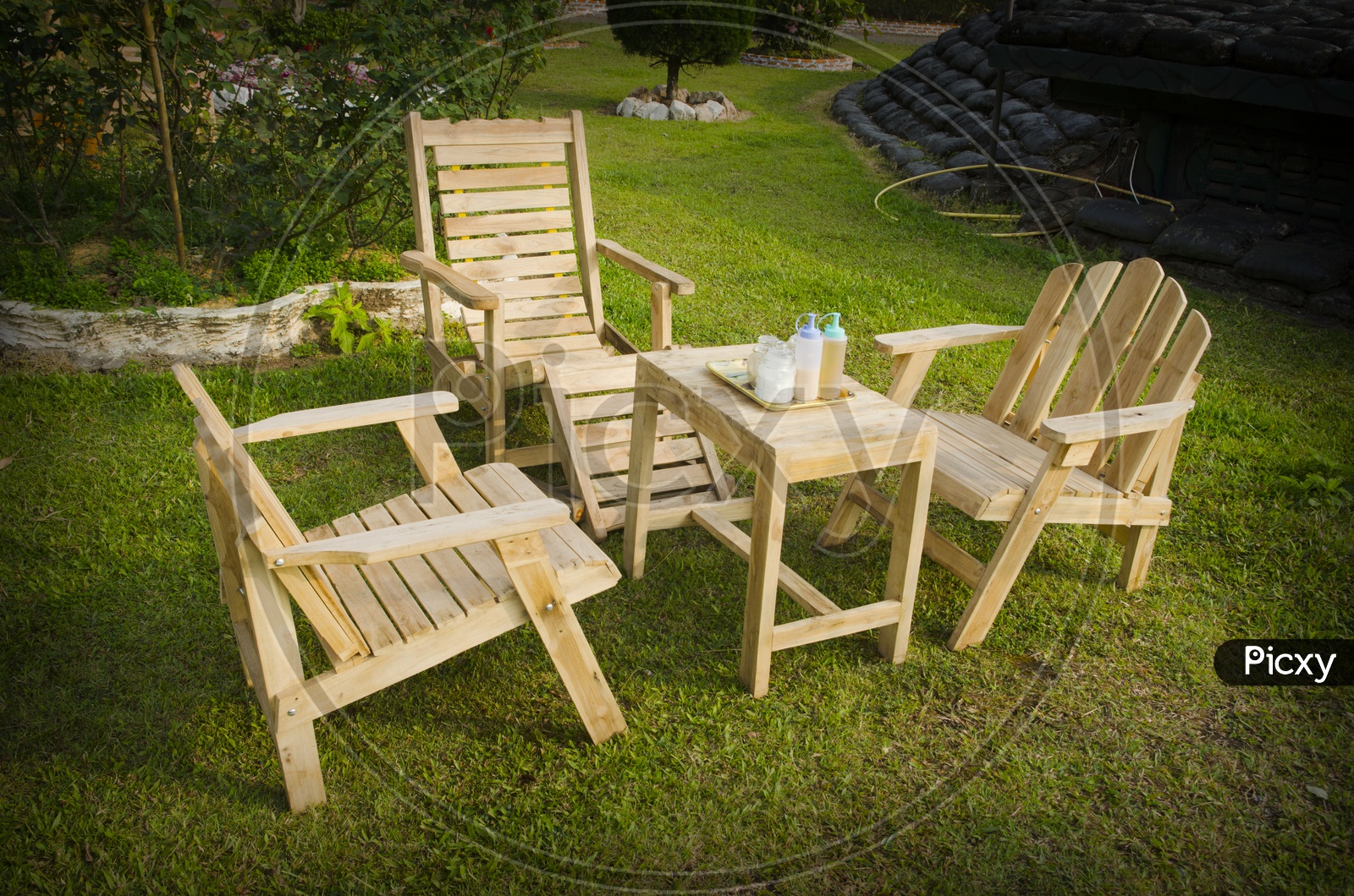 Wooden Chairs in a Garden