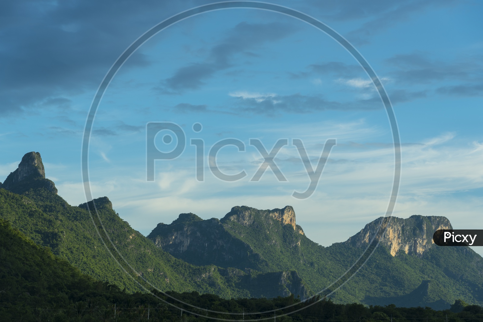 A Mountain scenery with blue sky in Thailand