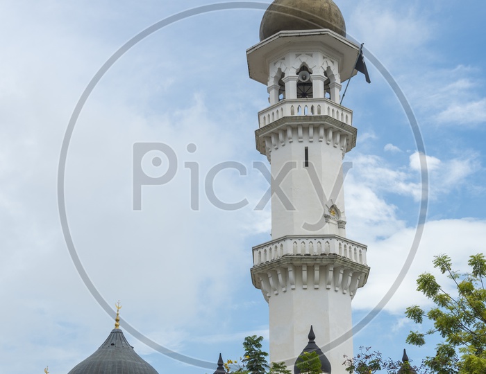 Minaret of Kapitan Keling Mosque in Penang Malaysia