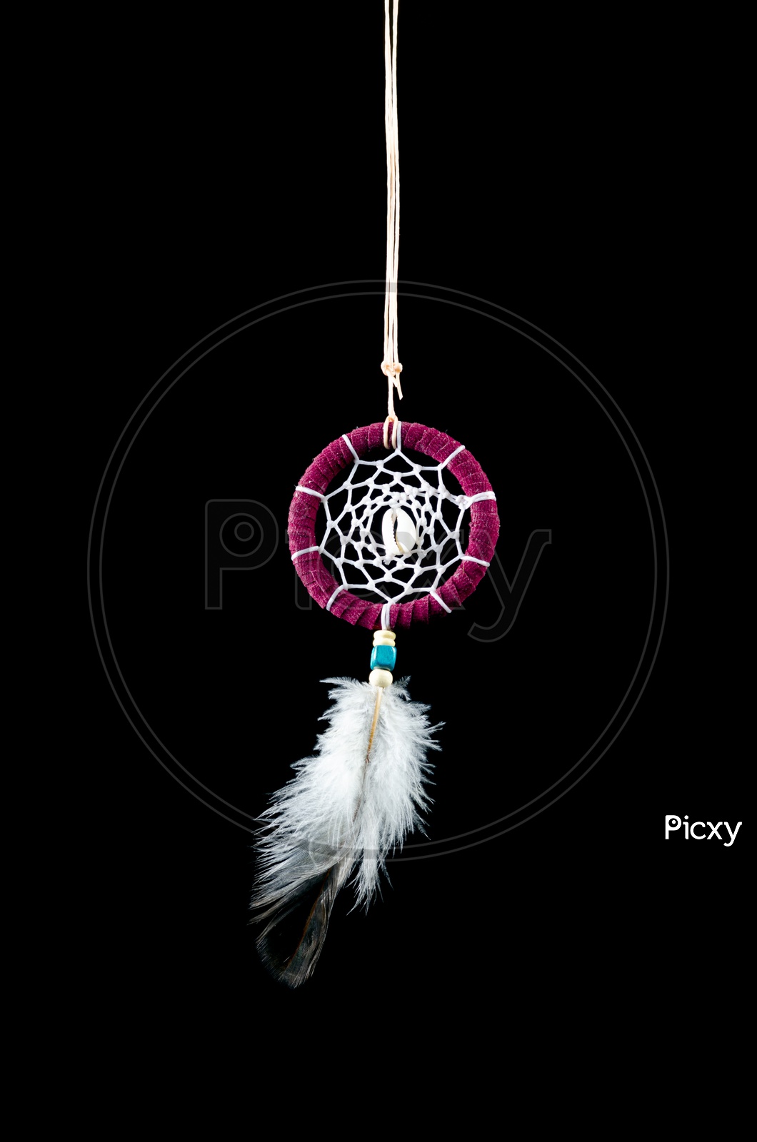 Dream Catcher Hanging Isolated On Black Background