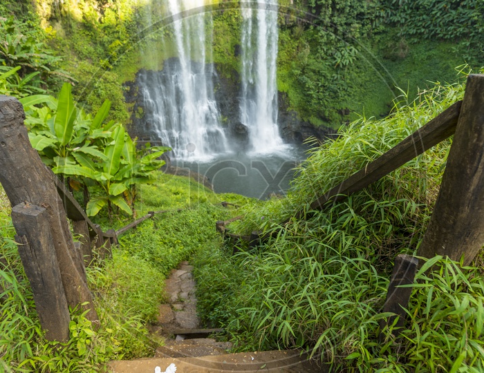 Landscape of Tad Fane waterfall in Champasak, Laos