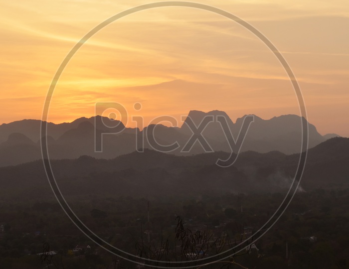 A Mountain Layer Landscape during sunset in Thailand