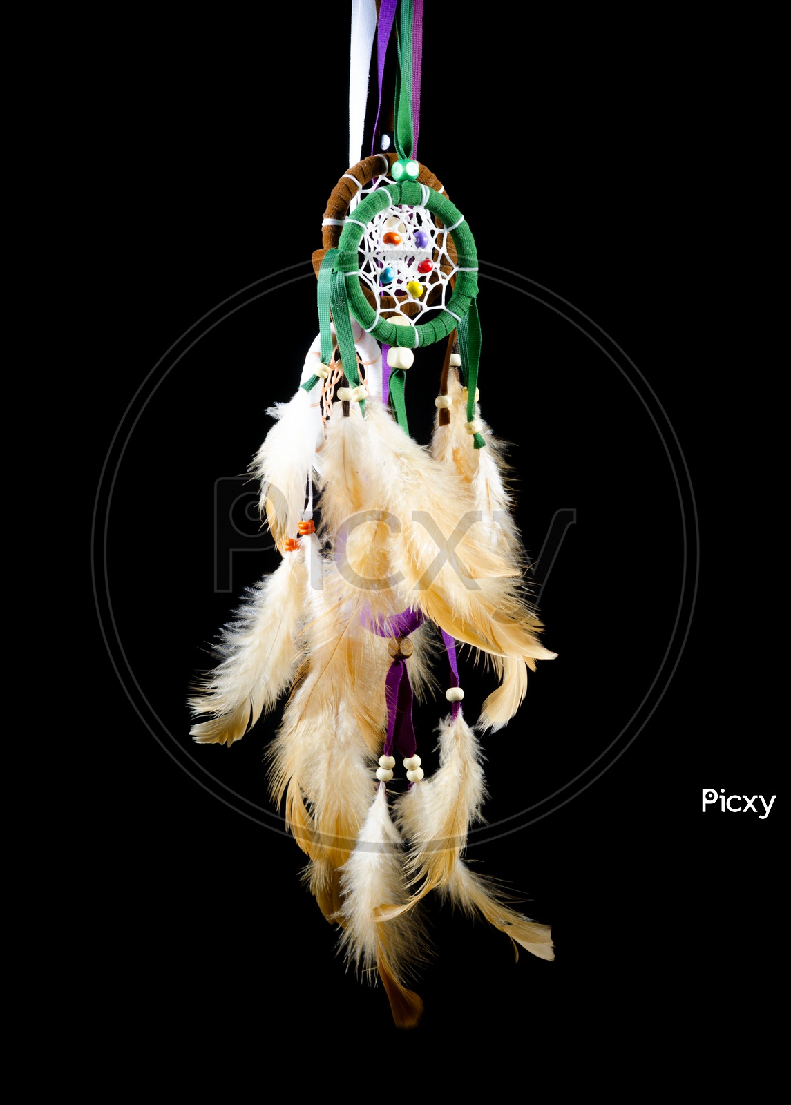 Beautiful Dream Catcher Over an Isolated Black Background
