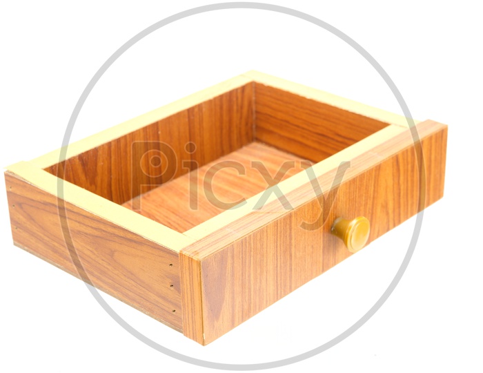 wooden Compartment of a Table Drawer Isolated On White Background