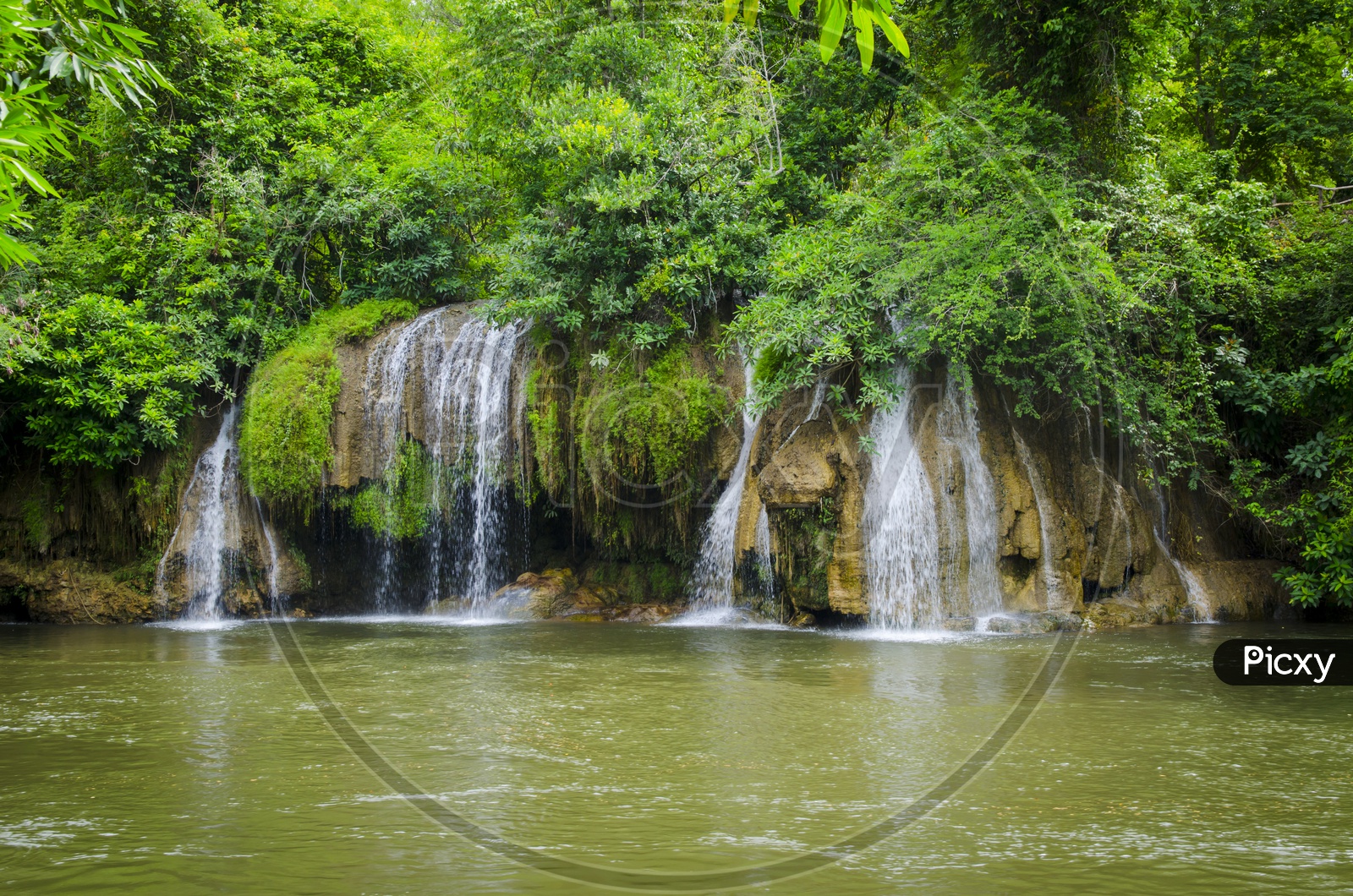 A Low Waterfalls  in the tropical forest of Thailand